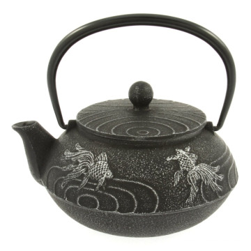 Japanese Iron Teapot Tetsubin Gold and Black Goldfish